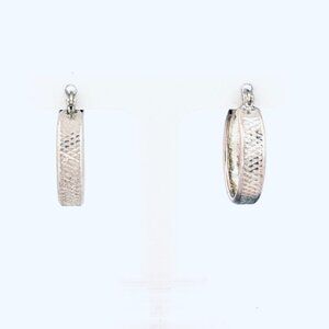 Vintage Estate Sterling Silver 925 Hoop Earrings, Textured, 2.93g, 5.4mm Width